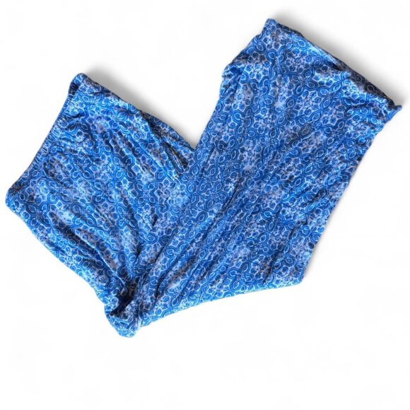 Women's Ellen Tracy Blue White Paisley Pajama Capri Bottoms 2X EUC - Picture 1 of 3